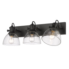 Golden 3118-BA3 BLK-CLR - Yep by Golden Lighting Hines 3-light Vanity in Matte Black and Clear Glass
